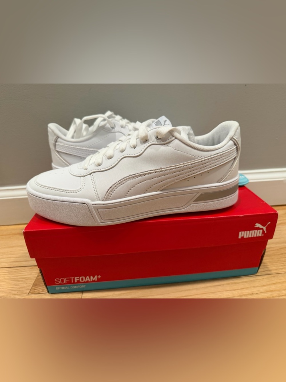 Puma White Low-Profile Lace-Up Sneakers